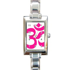 Hindu Om Symbol (deep Pink) Rectangle Italian Charm Watch by abbeyz71