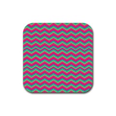 Retro Pattern Zig Zag Rubber Coaster (square)  by Nexatart