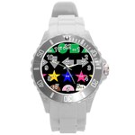 Cute Symbol Round Plastic Sport Watch (L) Front