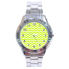 Chevron Background Patterns Stainless Steel Analogue Watch by Nexatart