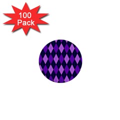 Static Argyle Pattern Blue Purple 1  Mini Buttons (100 Pack)  by Nexatart