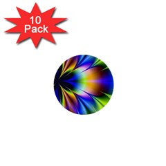 Bright Flower Fractal Star Floral Rainbow 1  Mini Buttons (10 Pack) 