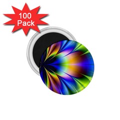 Bright Flower Fractal Star Floral Rainbow 1 75  Magnets (100 Pack) 