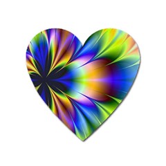 Bright Flower Fractal Star Floral Rainbow Heart Magnet