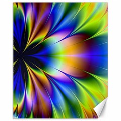 Bright Flower Fractal Star Floral Rainbow Canvas 11  X 14   by Mariart