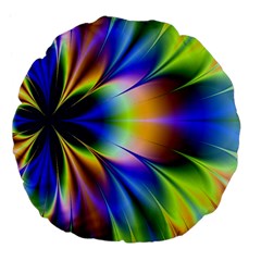 Bright Flower Fractal Star Floral Rainbow Large 18  Premium Flano Round Cushions by Mariart