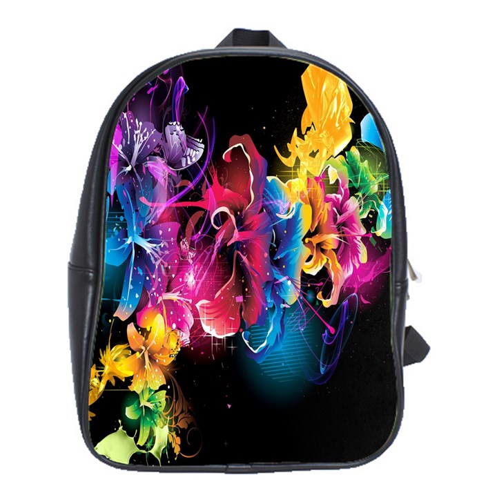 Abstract Patterns Lines Colors Flowers Floral Butterfly School Bags(Large) 