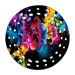 Abstract Patterns Lines Colors Flowers Floral Butterfly Ornament (round Filigree)