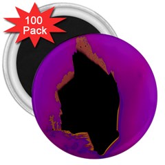 Buffalo Fractal Black Purple Space 3  Magnets (100 Pack)