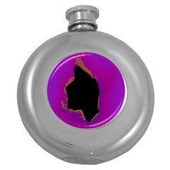 Buffalo Fractal Black Purple Space Round Hip Flask (5 Oz) by Mariart