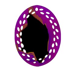 Buffalo Fractal Black Purple Space Oval Filigree Ornament (two Sides)