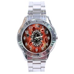 Cancel Cells Broken Bacteria Virus Bold Stainless Steel Analogue Watch by Mariart