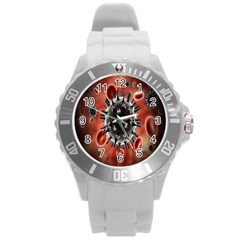 Cancel Cells Broken Bacteria Virus Bold Round Plastic Sport Watch (l) by Mariart
