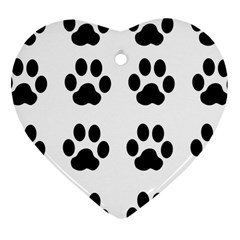 Claw Black Foot Chat Paw Animals Ornament (heart) by Mariart