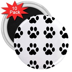 Claw Black Foot Chat Paw Animals 3  Magnets (10 Pack)  by Mariart