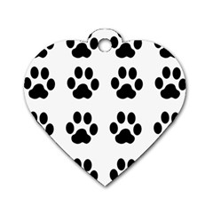 Claw Black Foot Chat Paw Animals Dog Tag Heart (two Sides) by Mariart