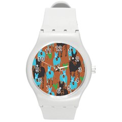 Zebra Horse Animals Round Plastic Sport Watch (m)