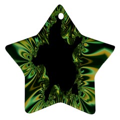 Burning Ship Fractal Silver Green Hole Black Ornament (star)