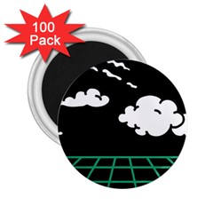 Illustration Cloud Line White Green Black Spot Polka 2 25  Magnets (100 Pack) 