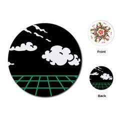 Illustration Cloud Line White Green Black Spot Polka Playing Cards (round)  by Mariart