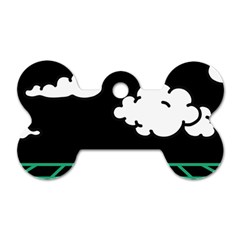 Illustration Cloud Line White Green Black Spot Polka Dog Tag Bone (two Sides) by Mariart