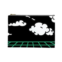 Illustration Cloud Line White Green Black Spot Polka Cosmetic Bag (large)  by Mariart