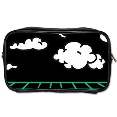 Illustration Cloud Line White Green Black Spot Polka Toiletries Bags
