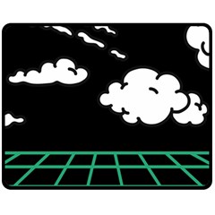 Illustration Cloud Line White Green Black Spot Polka Fleece Blanket (medium) 