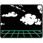 Illustration Cloud Line White Green Black Spot Polka Fleece Blanket (Medium)  60 x50  Blanket Front