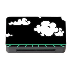 Illustration Cloud Line White Green Black Spot Polka Memory Card Reader With Cf