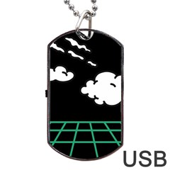 Illustration Cloud Line White Green Black Spot Polka Dog Tag Usb Flash (two Sides) by Mariart