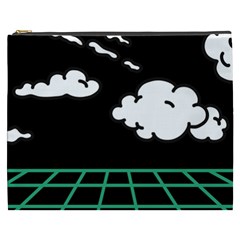 Illustration Cloud Line White Green Black Spot Polka Cosmetic Bag (xxxl)  by Mariart