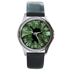 Hole Space Silver Black Round Metal Watch