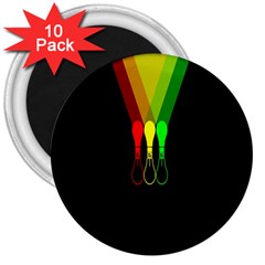 Lamp Colors Green Yellow Red Black 3  Magnets (10 Pack) 