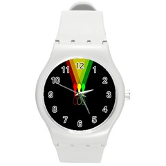 Lamp Colors Green Yellow Red Black Round Plastic Sport Watch (m) by Mariart