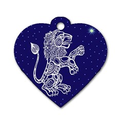 Leo Zodiac Star Dog Tag Heart (one Side)