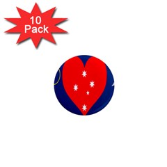 Love Heart Star Circle Polka Moon Red Blue White 1  Mini Magnet (10 Pack) 
