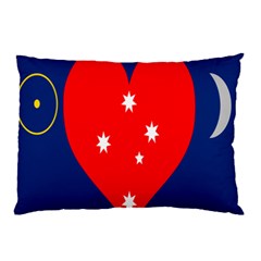 Love Heart Star Circle Polka Moon Red Blue White Pillow Case by Mariart