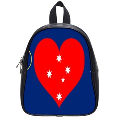 Love Heart Star Circle Polka Moon Red Blue White School Bags (small) 