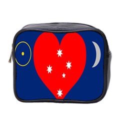 Love Heart Star Circle Polka Moon Red Blue White Mini Toiletries Bag 2-side