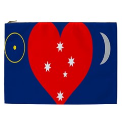 Love Heart Star Circle Polka Moon Red Blue White Cosmetic Bag (xxl) 