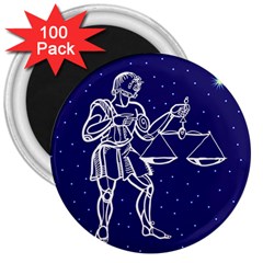 Libra Zodiac Star 3  Magnets (100 Pack) by Mariart