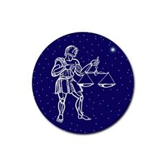 Libra Zodiac Star Rubber Coaster (round)  by Mariart