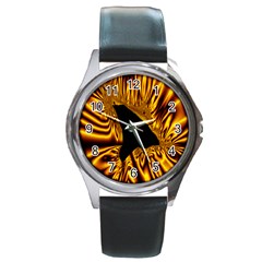 Hole Gold Black Space Round Metal Watch