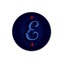 Marquis Love Dope Lettering Blue Red Alphabet E Rubber Round Coaster (4 Pack)  by Mariart