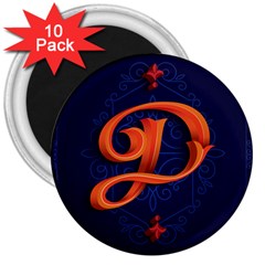 Marquis Love Dope Lettering Blue Red Orange Alphabet P 3  Magnets (10 Pack)  by Mariart
