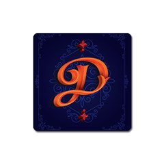 Marquis Love Dope Lettering Blue Red Orange Alphabet P Square Magnet by Mariart