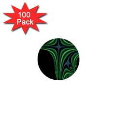 Line Light Star Green Black Space 1  Mini Buttons (100 Pack) 