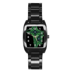 Line Light Star Green Black Space Stainless Steel Barrel Watch by Mariart