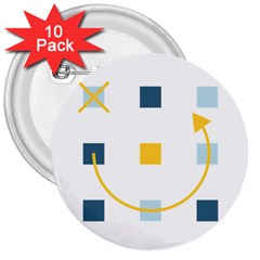 Plaid Arrow Yellow Blue Key 3  Buttons (10 Pack)  by Mariart